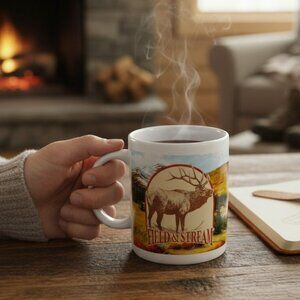 🦌Field & Stream Mug ☕ Rustic Lodge Gift for Outdoorsmen🐟